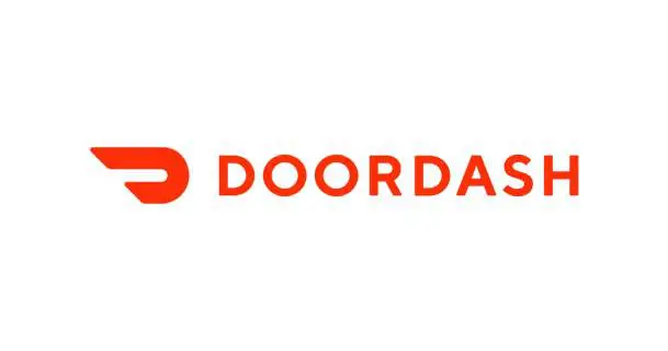 A red and white logo for doordash.