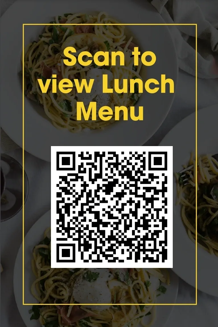 A qr code on the side of a menu.