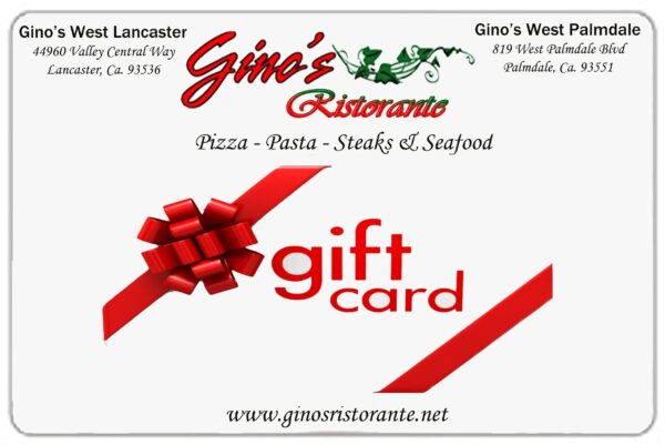 A red ribbon and bow on a gift card.